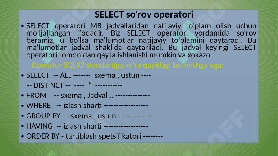 SQL - tilida so‘rovlar 4