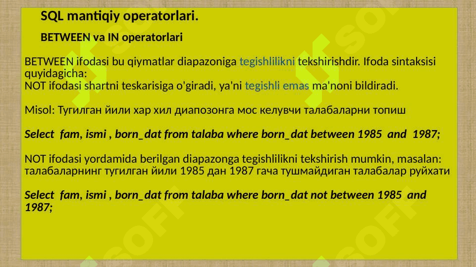 SQL - tilida so‘rovlar 7