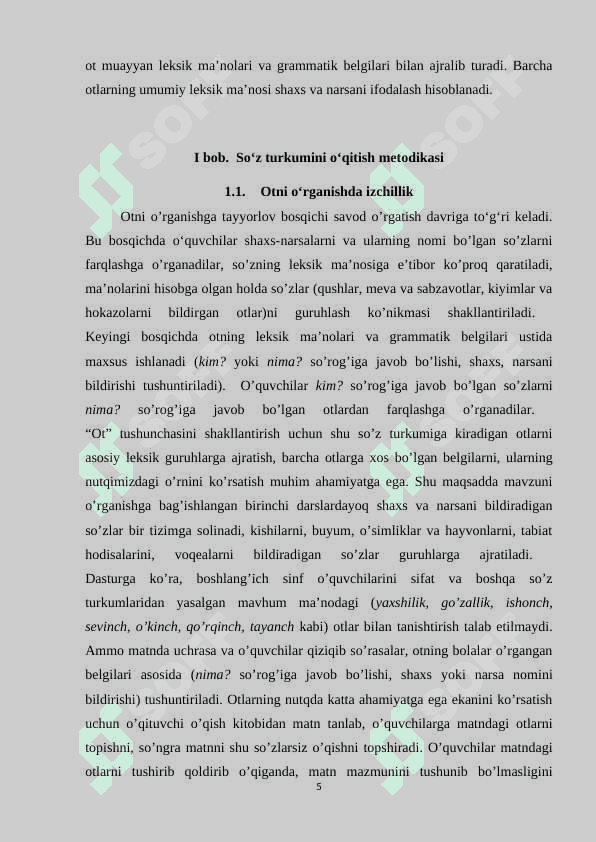 Ot so‘z turkumini o‘rganish jarayonida o‘quvchilar nutqini o‘stirish 5