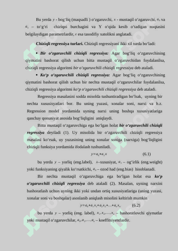 Chiziqli regressiya masalalarini yechish algoritmi va dasturini ishlab chiqish. 3