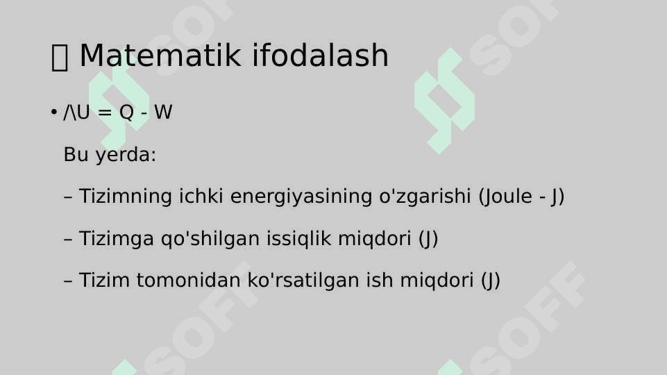 Termodinamikaning 1-qonuni 3