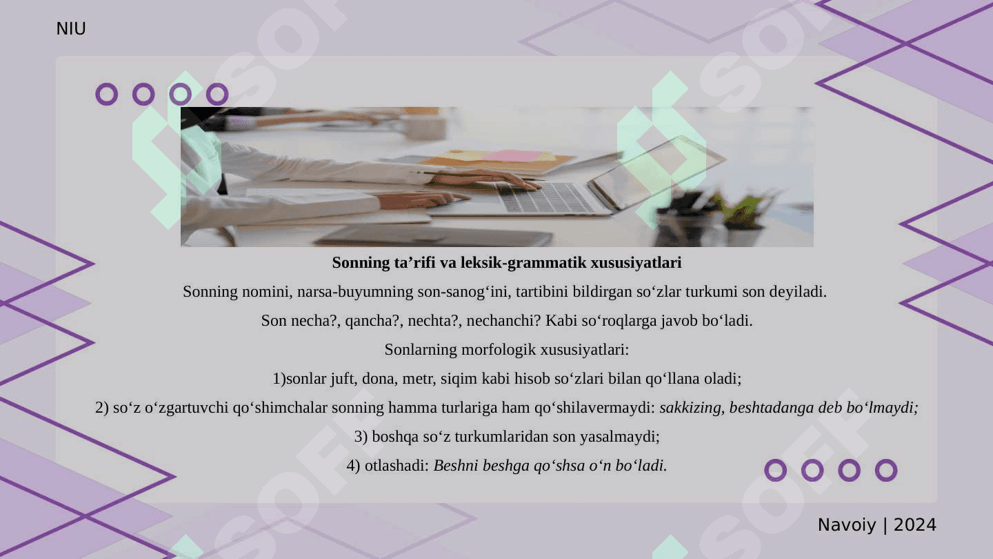 Sonning ma'no turlari. Hisob so'zlar 2