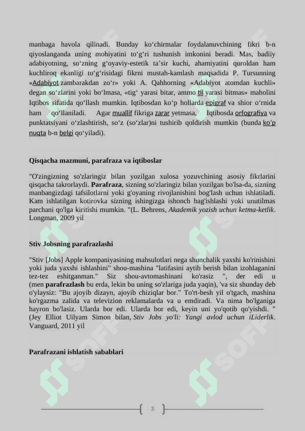 ILMIY TADQIQOT MATNINI YARATISH. IQTIBOS KELTIRISH 3