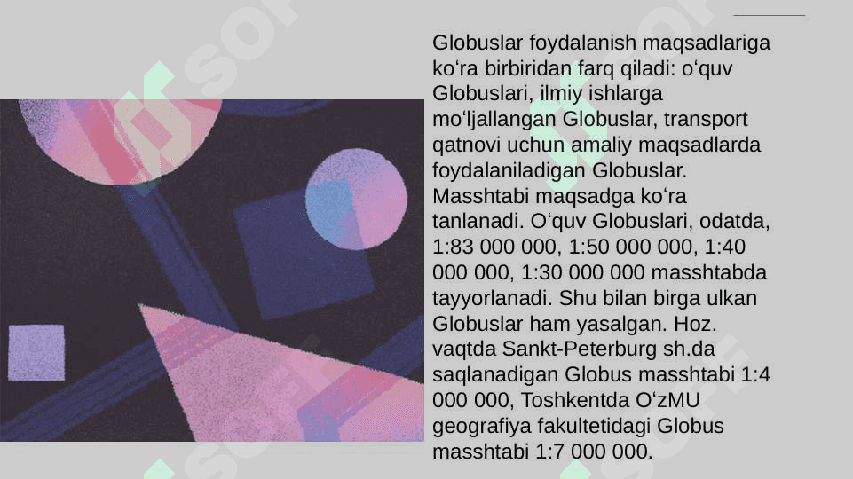 Globus. Elevator. Meridian va parallel chiziqlar bilan ishlanshni o'rganish 3