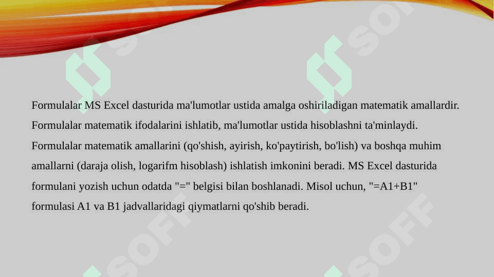 MS Excel dasturida formula va funksiyalar bilan ishlash 4