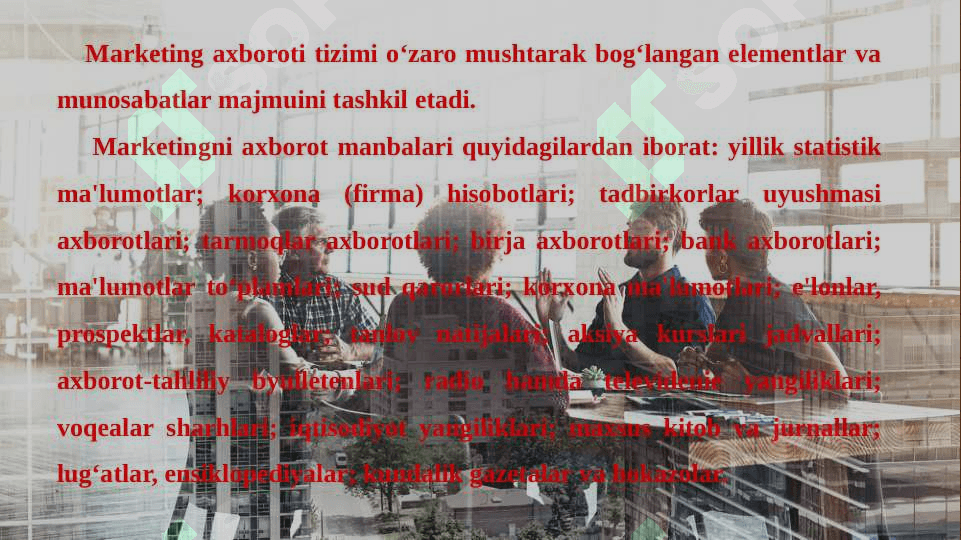 Marketingda axborotni oʻrni. Slayd 7