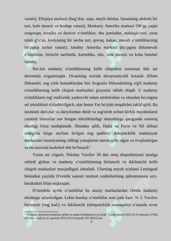 MADANIY OʻSIMLIKLARNING KELIB CHIQISH 5