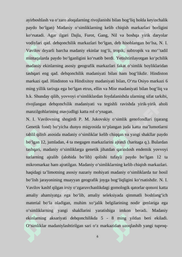 MADANIY OʻSIMLIKLARNING KELIB CHIQISH 6