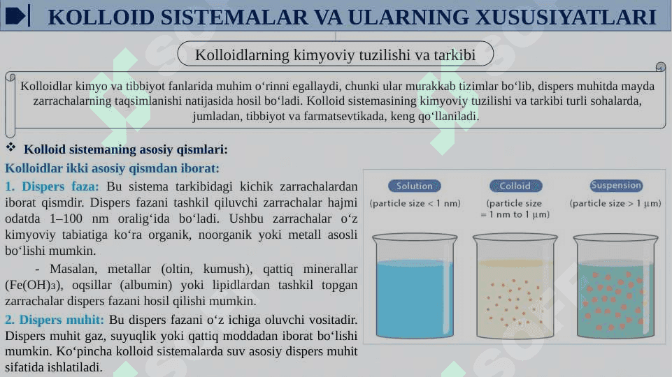 Kolloid sistemalarni dializ yo‘li bilan tozalash. Gemodializni o‘tkazishda kimyoning ahamiyati. 4