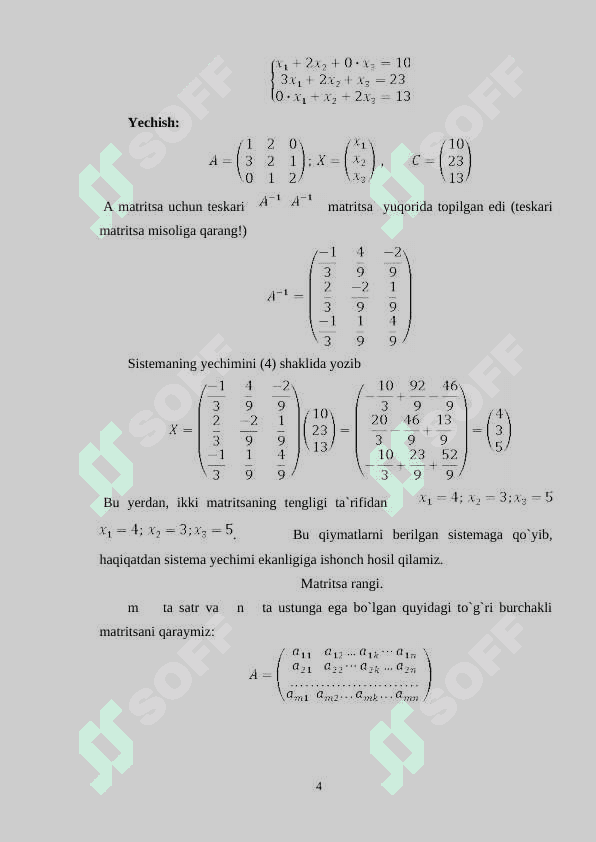Chiziqli tenglamalar sistemasi. Gauss usuli. 4
