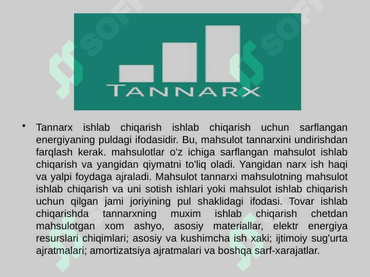 Ishlab chiqilgan mahsulot tannarxi, tovar mahsuloti va ishlab chiqarish rentabelligini baholash 3