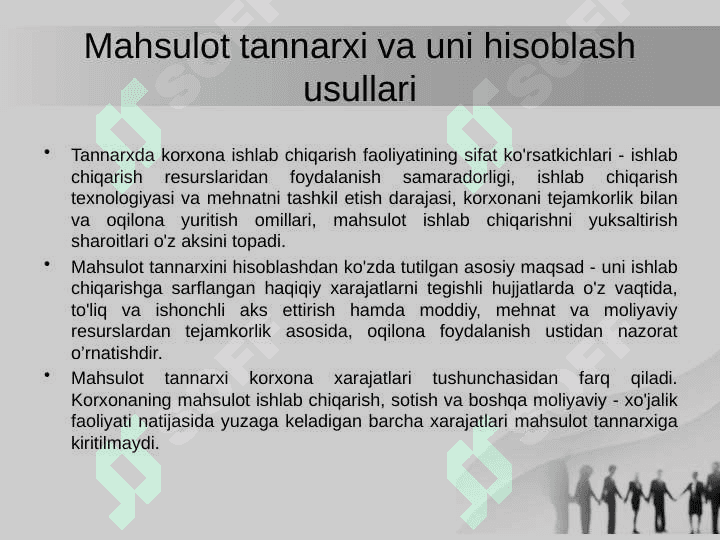 Ishlab chiqilgan mahsulot tannarxi, tovar mahsuloti va ishlab chiqarish rentabelligini baholash 4