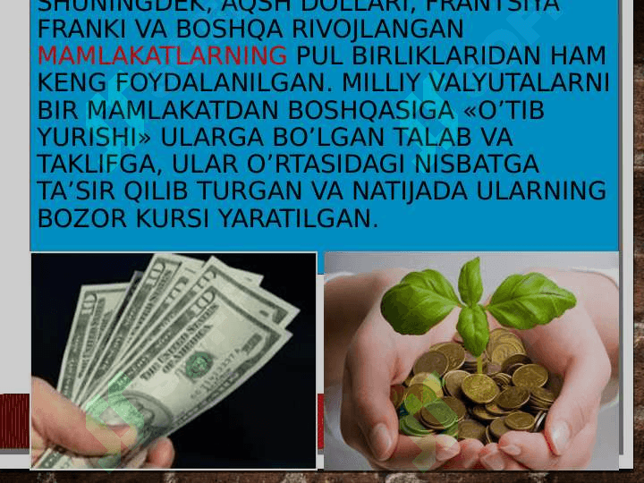 Jahon bozori. Xalqaro valyuta kredit munosabatlar 6