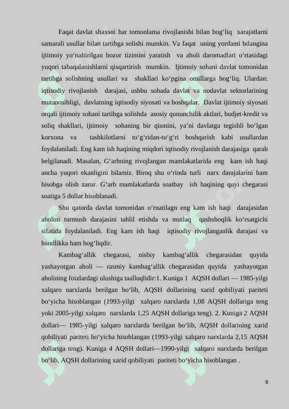 Mustaqillik yillarida aholining extiyojmand qatlamini qo'llab quvvatlash borasida amalga  oshirilgan ishlar 8
