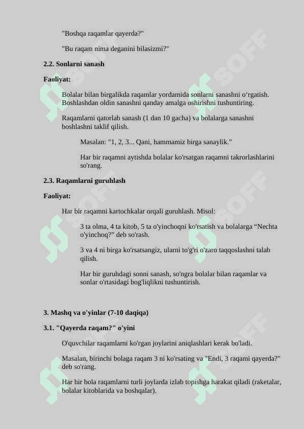 Maktabgacha ta'lim uchun elementar matematika bo'yicha frontal mashg'ulot ishlanmasi 2