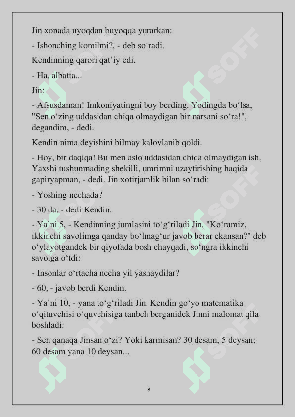 Faqat ahmoqlargina sakkiz soat uxlaydi 8