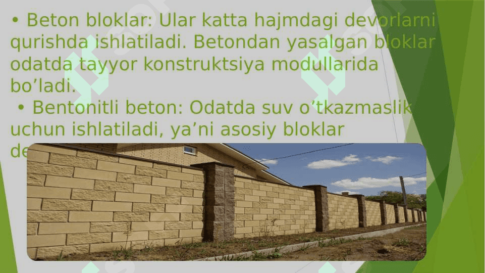 Devorbop qurilish materiallari texnologiyasi FANIDAN taqdimot 5