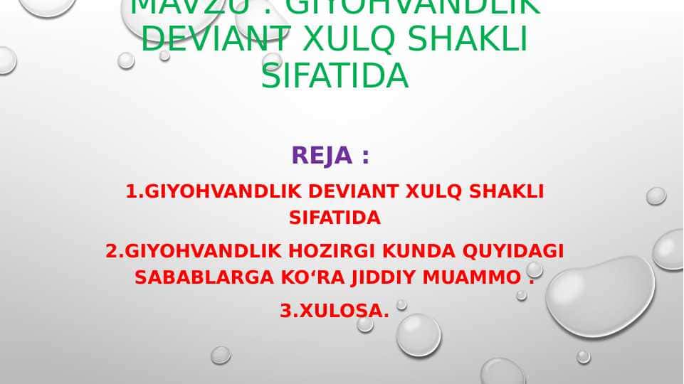 Giyohvandlik deviant xulq shakli sifatida