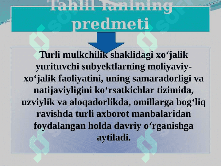 Iqtisodiy tahlilning predmeti ,asosiy vazifalari va prinsiplari pptx 1