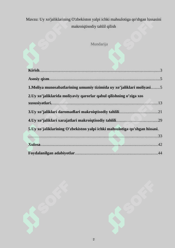 Uy xo'jaliklarining O'zbekiston yalpi ichki mahsulotiga qo'shgan hissasini makroiqtisodiy tahlil qilish 2