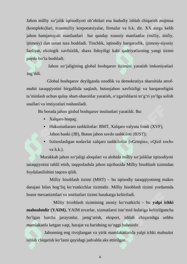 Dunyoning yetakchi mamlakatlari iqtisodiyotining qiyosiy tavsifida yalpi ichki mahsulot tarkibidagi tendentsiyalar 6