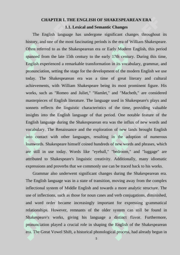 Modern English: from Shakespeare to present day 5