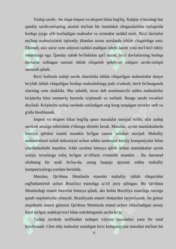 O‘zbekiston Respublikasining tashqi savdo munosabatlari 6