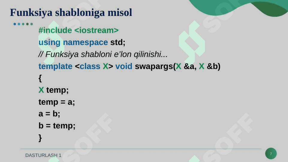 FUNKSIYA VA SINF SHABLONLARI. 7