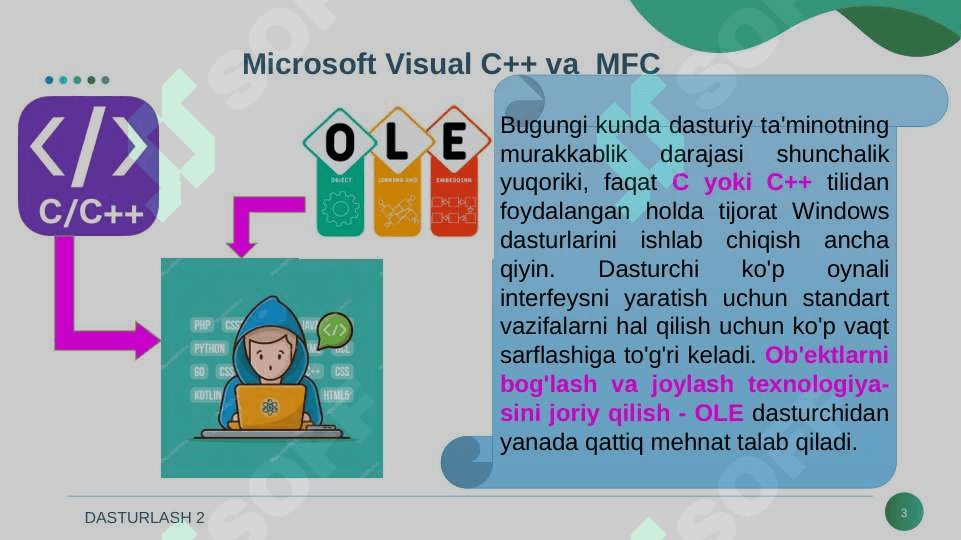 KICHIK LOYIHALAR YARATISH. VISUAL C++ MUHITIDA TURLI SOHAGA OID MISOLLAR YECHISH UCHUN MINI LOYHALASH. 3