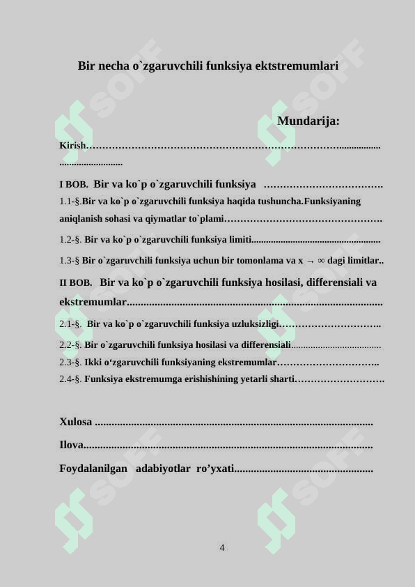 Bir necha o`zgaruvchili funksiya ektstremumlari 2