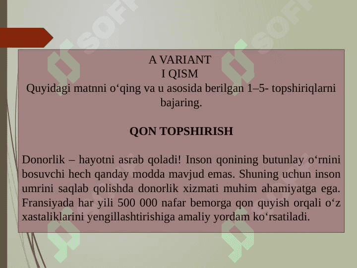 Takrorlash . O'qish savodxonligi 2