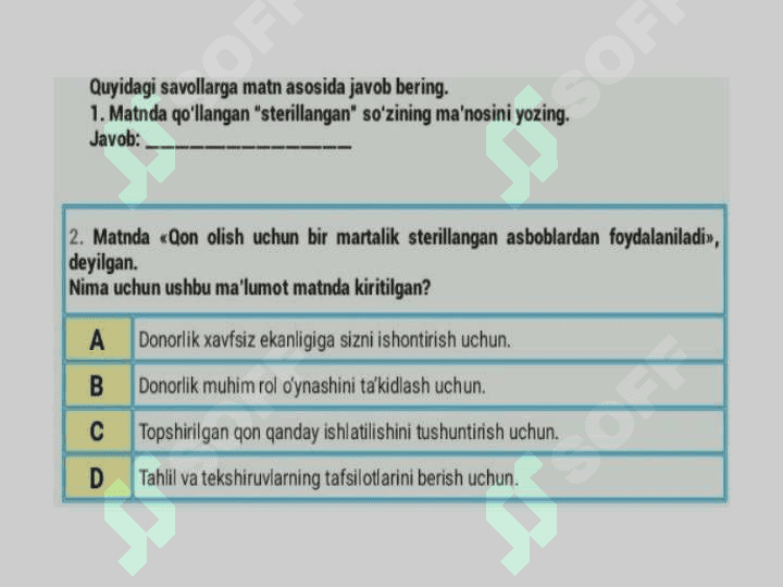 Takrorlash . O'qish savodxonligi 5