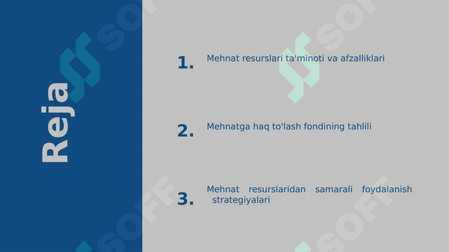 Korxonalarning mehnat resurslari bilan ta`minlanishi va ulardan foydalanish, hamda mehnatga xaq to’lash fondini tahlil qilish pptx 2