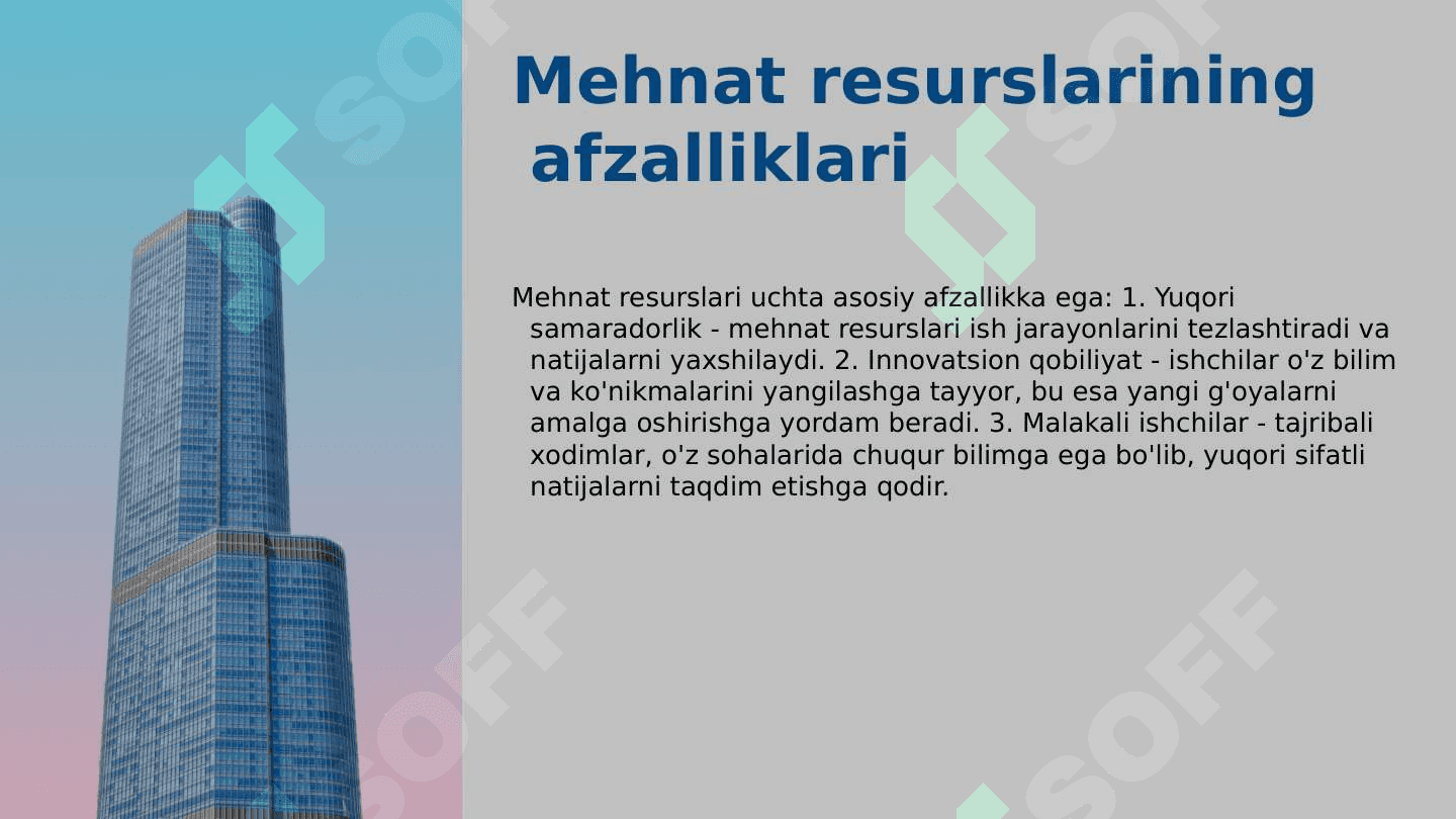 Korxonalarning mehnat resurslari bilan ta`minlanishi va ulardan foydalanish, hamda mehnatga xaq to’lash fondini tahlil qilish pptx 4