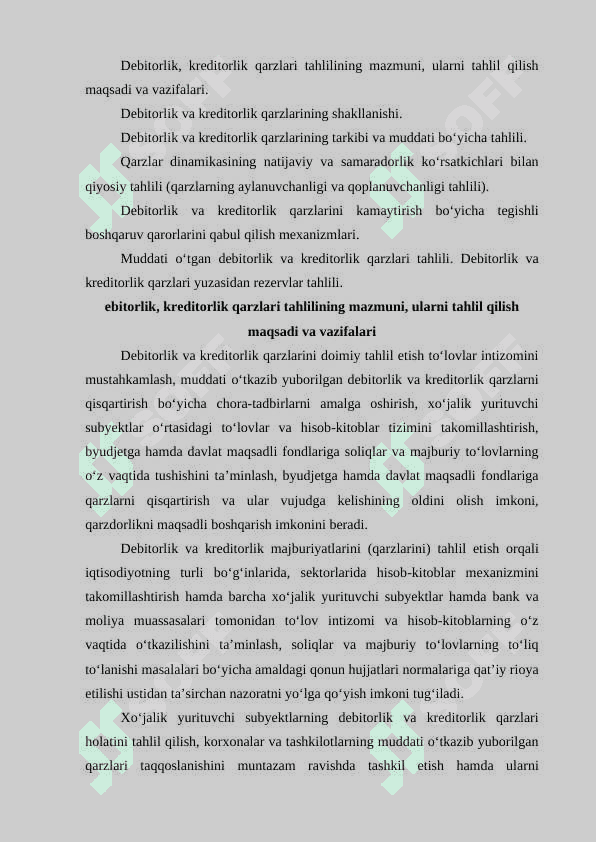 Debitorlik va kreditorlik qarzlari tahlili 2