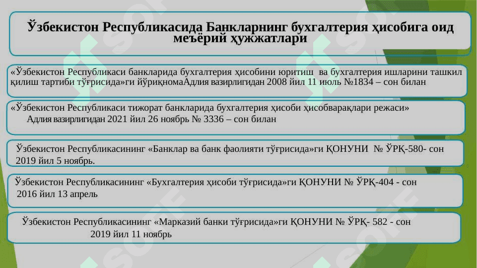 Banklarda buxgalteriya hisobini tashkil qilinishi va banklarda balansning yuritilishi pptx 6