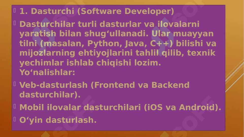 Zamonaviy  dasturlash(IT)  kasblarI 3