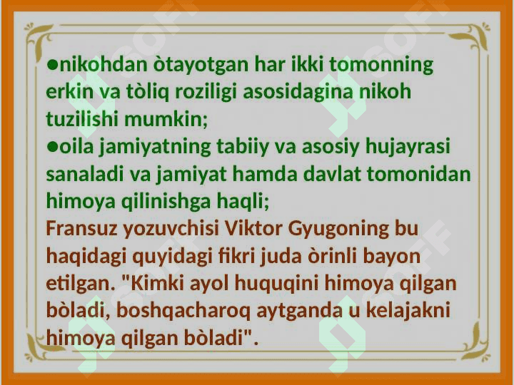 Oʻzbekistonda oila pedagogika fanining rivojlanishining ijtimoiy-iqtisodiy, me'yoriy-huquqiy asoslari. 6