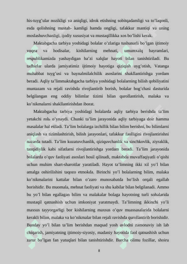 Axloqiy tarbiya berish vazifalari, vositalari 8
