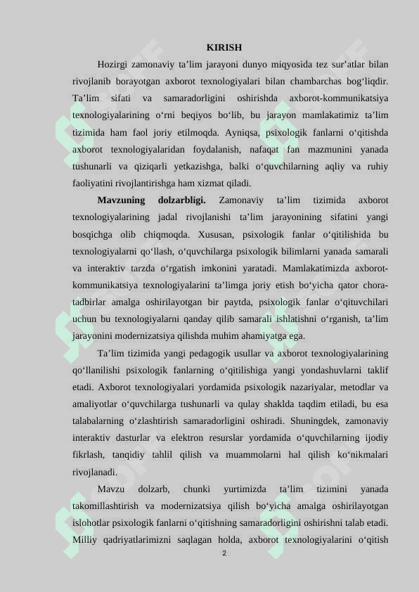 Psixologik fanlarni o'qitishda axborot texnologiyalaridan foydalanishning o'ziga xosligi 2