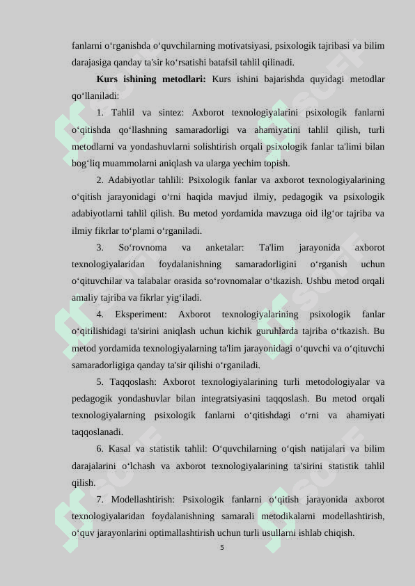 Psixologik fanlarni o'qitishda axborot texnologiyalaridan foydalanishning o'ziga xosligi 5