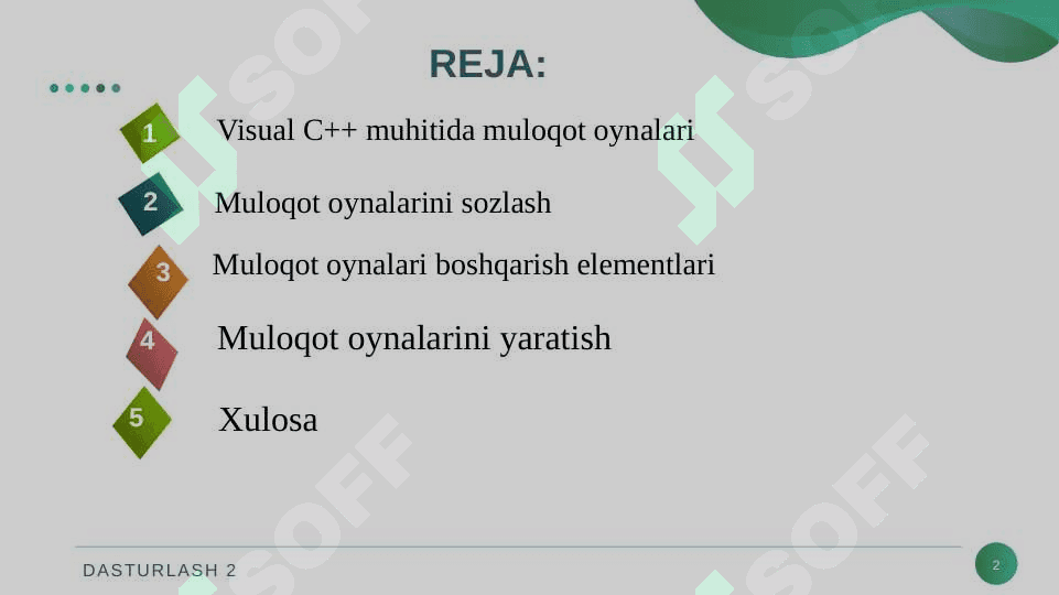 MULOQOT OYNALARI BILAN ISHLASH. 2