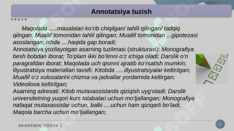 Annotatsiya yozish. 8