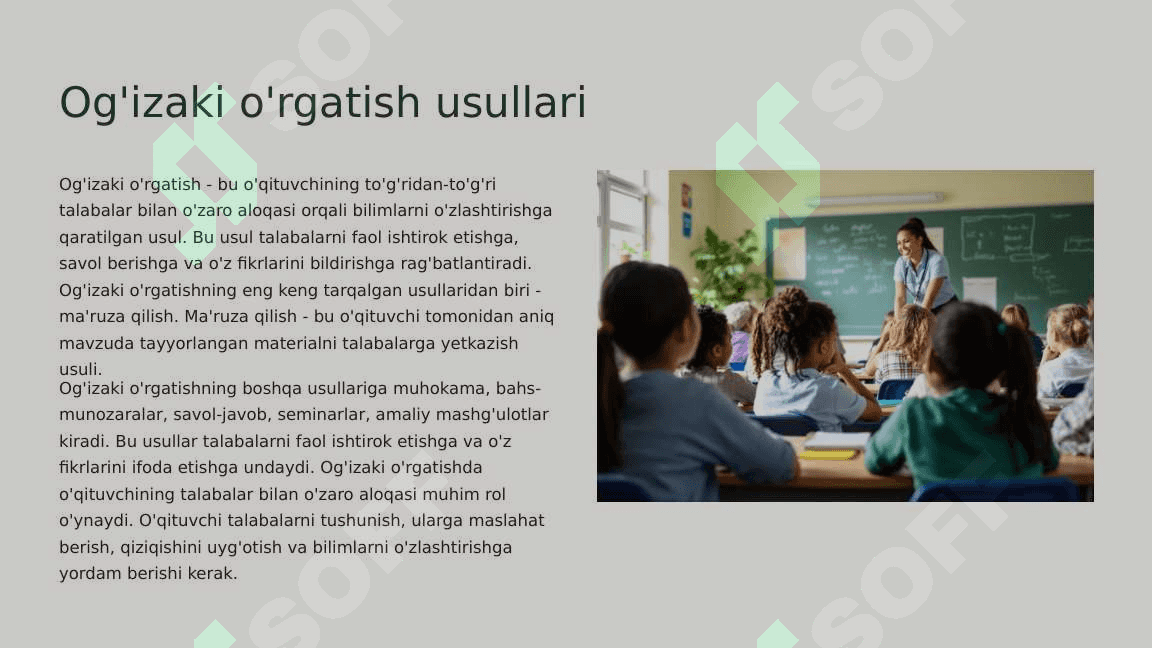 O'rgatish Metodlari va Usullari. 4