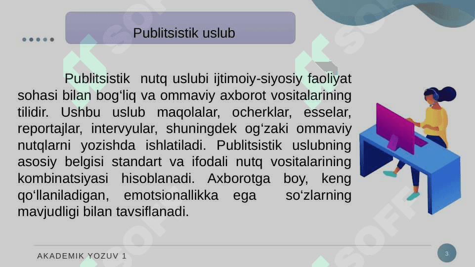 Publitsistik uslub va og'zaki uslublarning leksik-grammatik xususiyatlari. 3