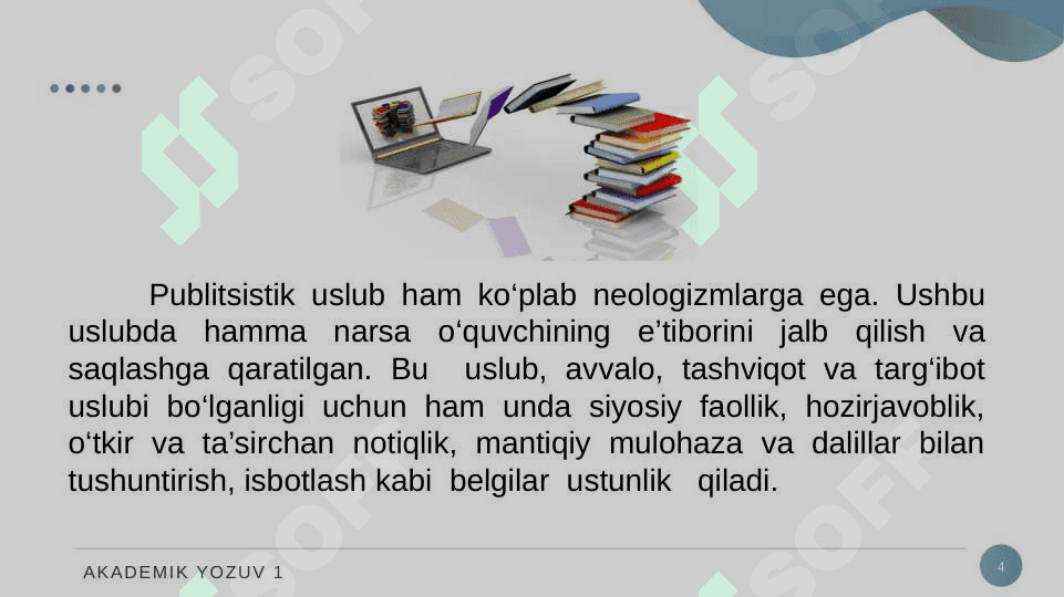 Publitsistik uslub va og'zaki uslublarning leksik-grammatik xususiyatlari. 4