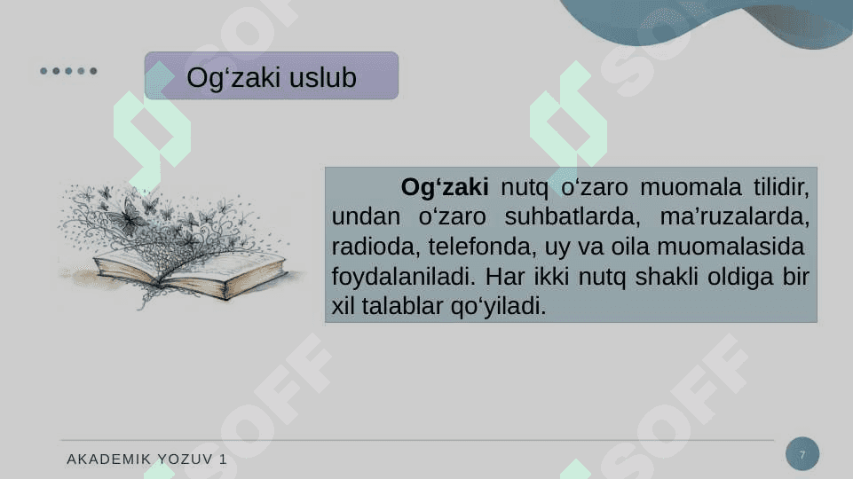 Publitsistik uslub va og'zaki uslublarning leksik-grammatik xususiyatlari. 7