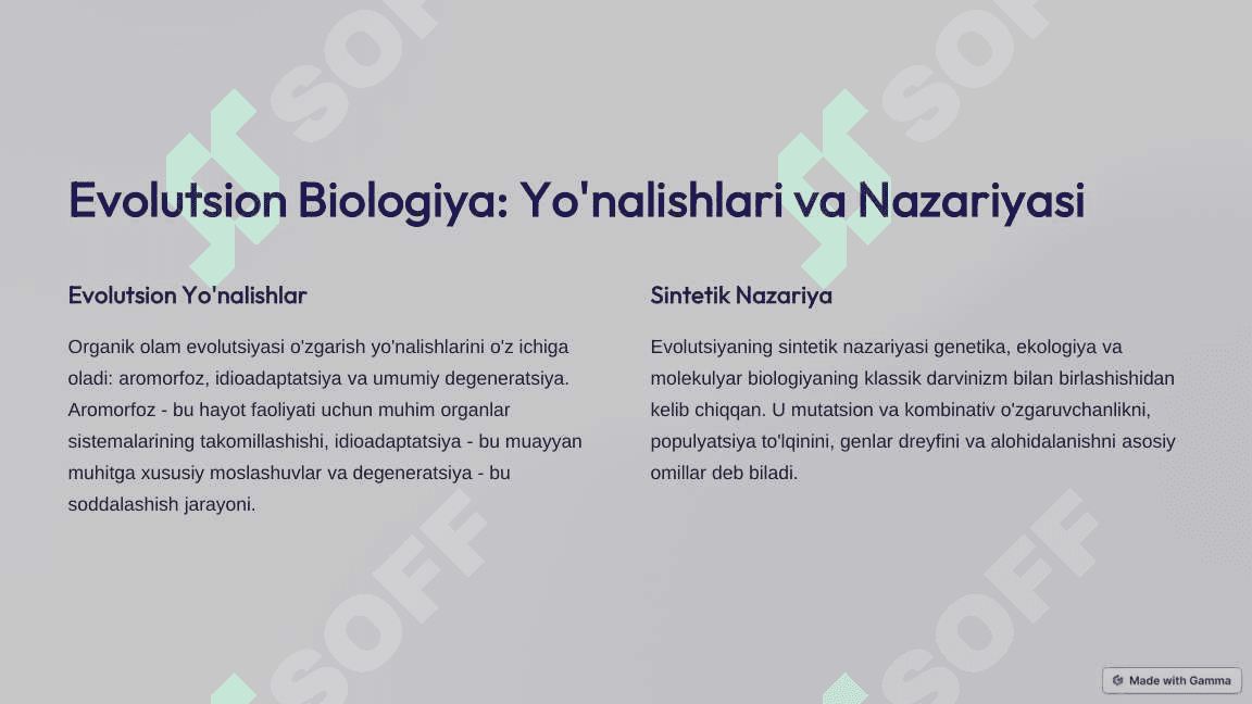 Evolutsion biologiya va biologik xilma-xillik 2