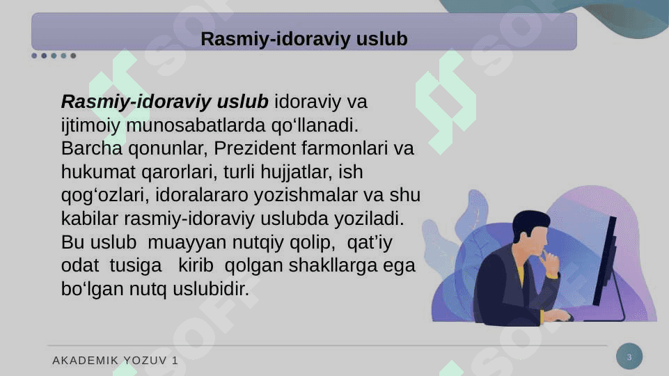 ILMIY USLUB VA RASMIY-IDORAVIY USLUBLARNING LEKSIK-GRAMMATIK XUSUSIYATLARI. 3