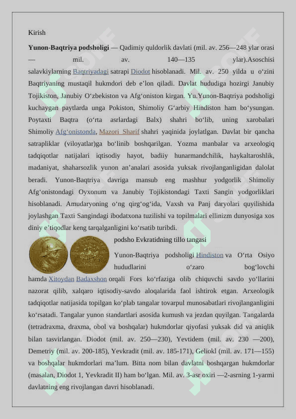 Yunоn-Baqtriya davlati davrida sulоlaviy davlatchilikning tizimining o‘rnatilishi 24 2